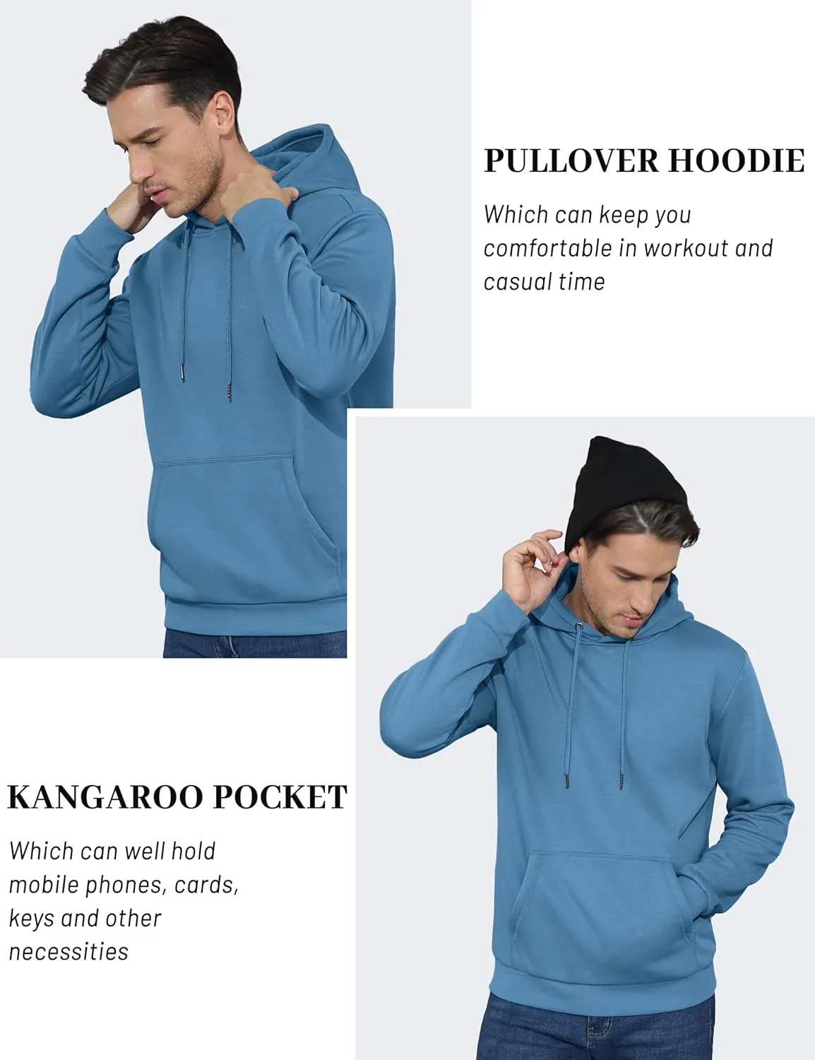 TACVASEN Men's Athletic Hoodies Fleece Lined Sweatshirt Pullover Soft Casual Hooded Sweatshirt with Pocket