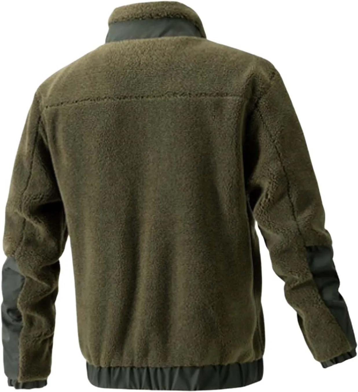 Thatrich Fleece Jacket Men Sherpa Bomber Jacket Stand Collar Shirt Lightweight Winter Coat Baseball Shirts Outwear Winter Top