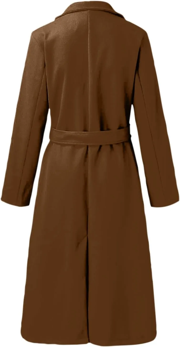 Trench Coat for Women 2024 Fuzzy Jacket Loose Fitting Warm Winter Outwear Fashion Lapel Jacket Coats Long Coat Women