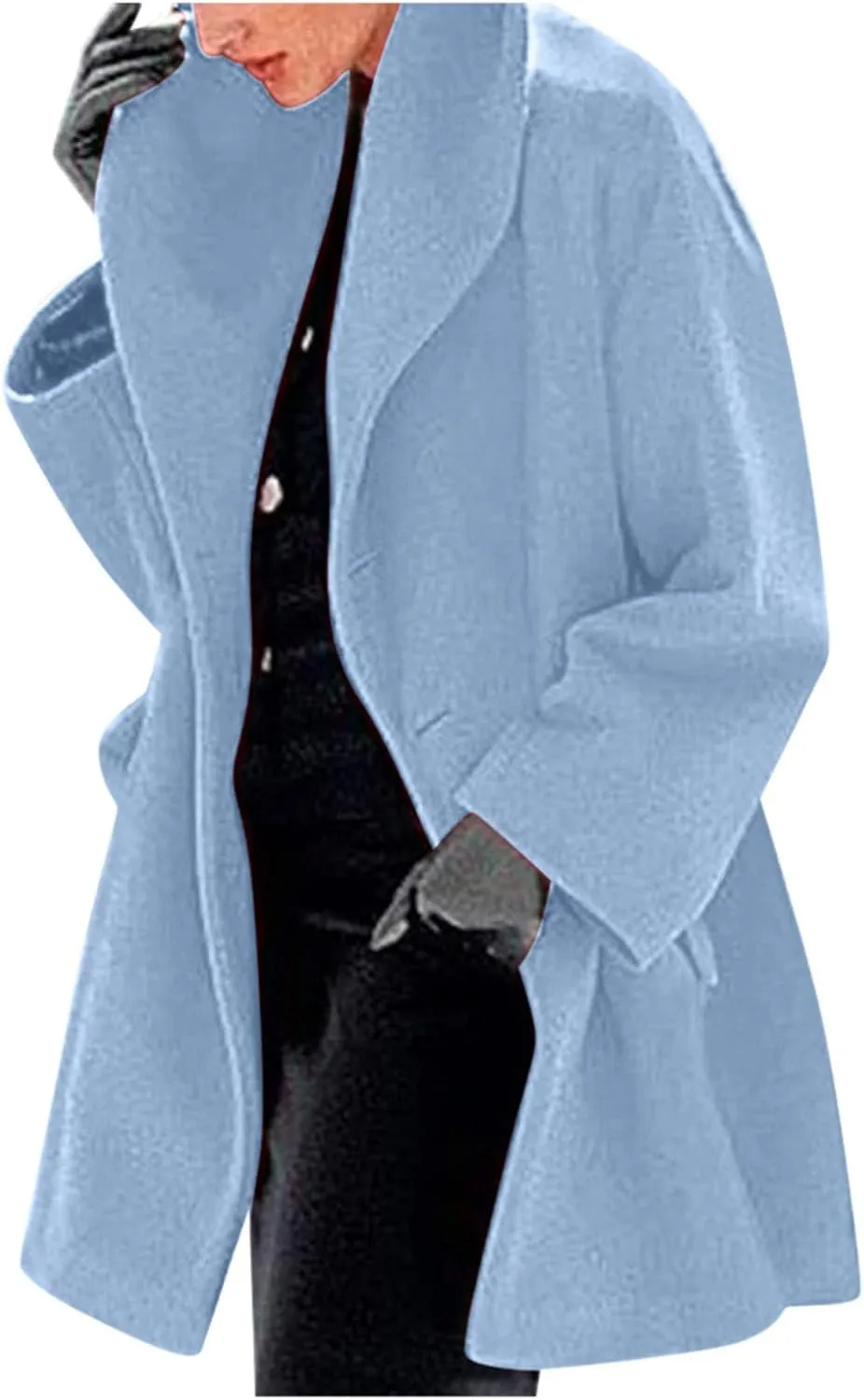 Trench Coat for Women 2024 Fuzzy Jacket Loose Fitting Warm Winter Outwear Fashion Lapel Jacket Coats Long Coat Women