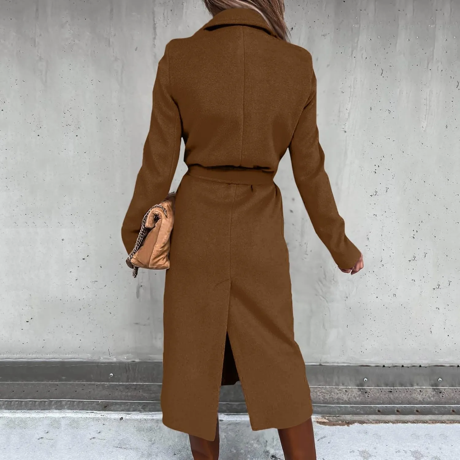 Trench Coat for Women 2024 Fuzzy Jacket Loose Fitting Warm Winter Outwear Fashion Lapel Jacket Coats Long Coat Women