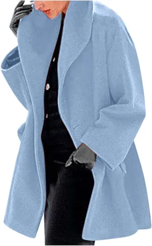 Trench Coat for Women 2024 Fuzzy Jacket Loose Fitting Warm Winter Outwear Fashion Lapel Jacket Coats Long Coat Women
