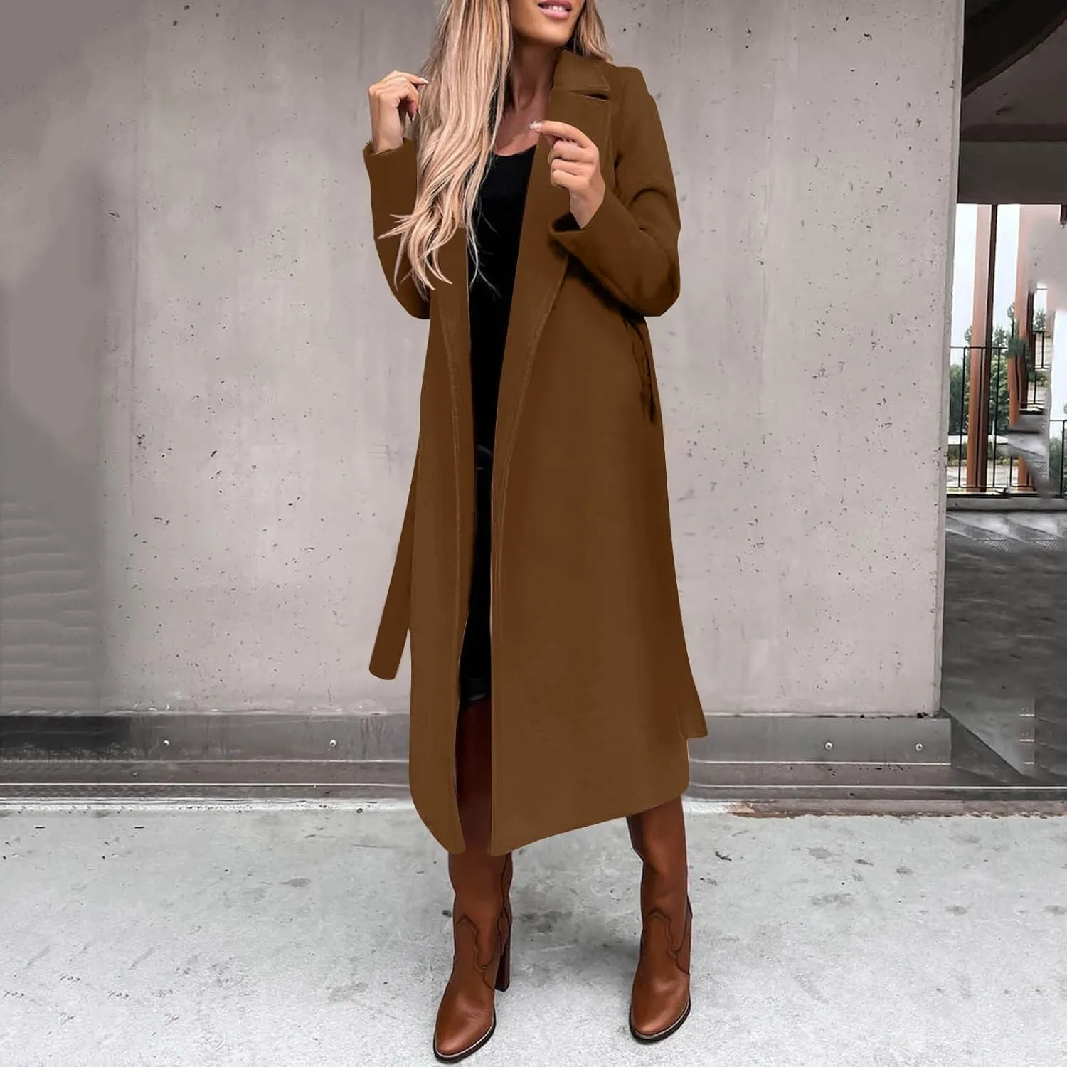 Trench Coat for Women 2024 Fuzzy Jacket Loose Fitting Warm Winter Outwear Fashion Lapel Jacket Coats Long Coat Women
