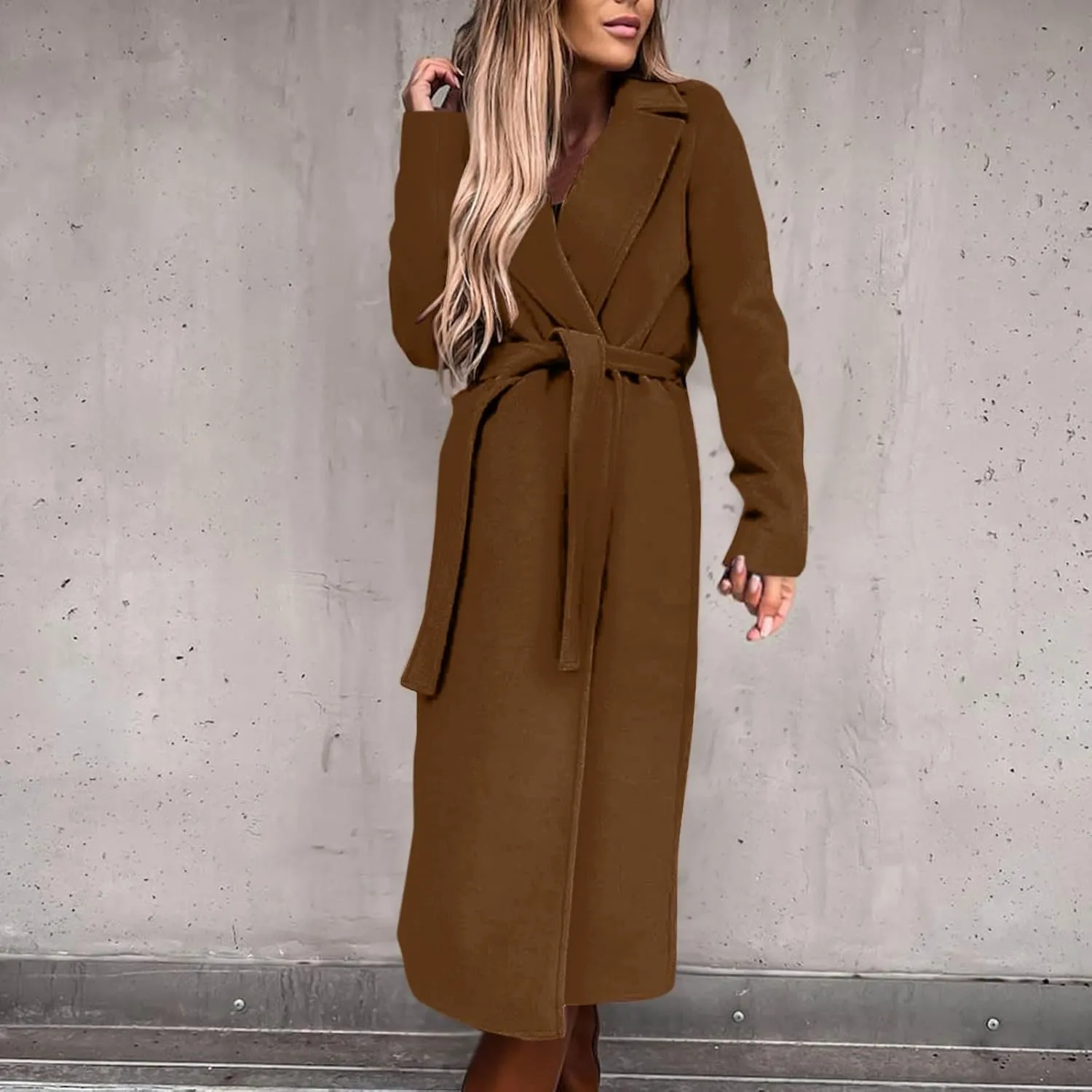 Trench Coat for Women 2024 Fuzzy Jacket Loose Fitting Warm Winter Outwear Fashion Lapel Jacket Coats Long Coat Women
