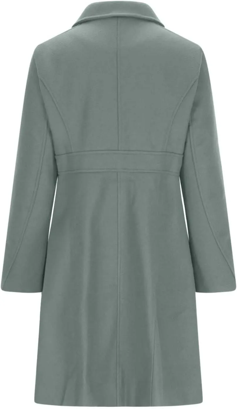 Trench Coat for Women 2024 Single Breasted Pea Coat Wool Blend Long Coat Casual Office Jacket Falll Winter Outfits