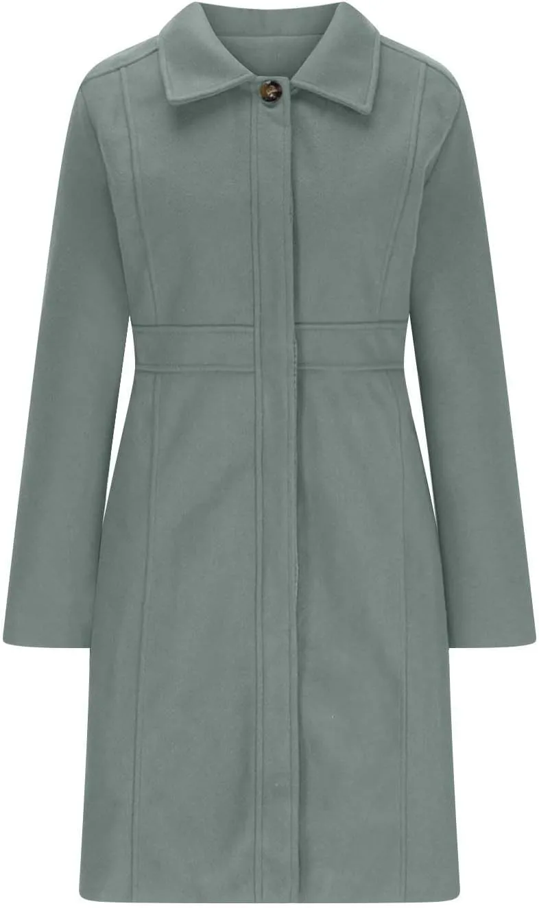 Trench Coat for Women 2024 Single Breasted Pea Coat Wool Blend Long Coat Casual Office Jacket Falll Winter Outfits