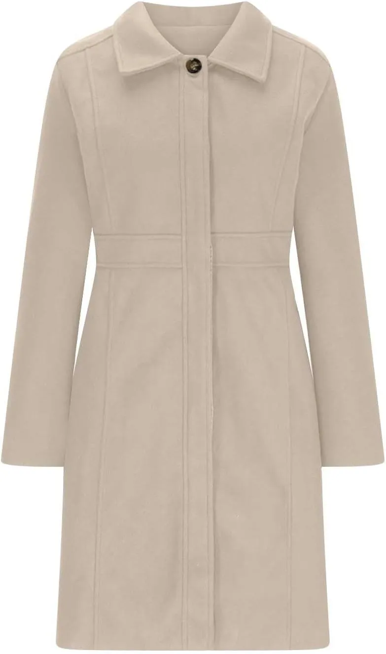 Trench Coat for Women 2024 Single Breasted Pea Coat Wool Blend Long Coat Casual Office Jacket Falll Winter Outfits