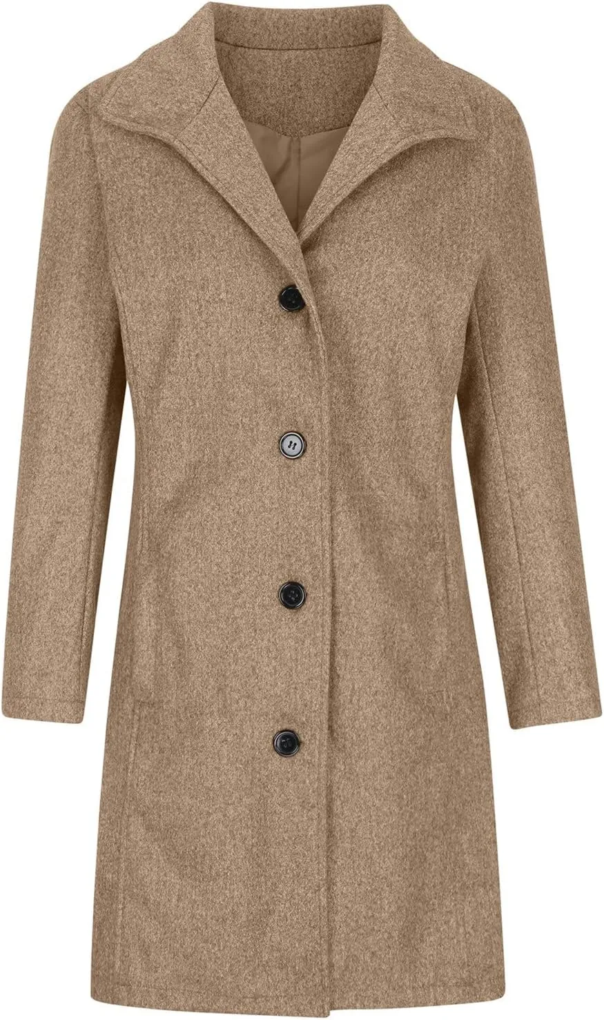 Trench Coat Women Faux Wool Single Breasted Pea Coat Mid Length Oversized Loose Long Trench Coat Dress Coat