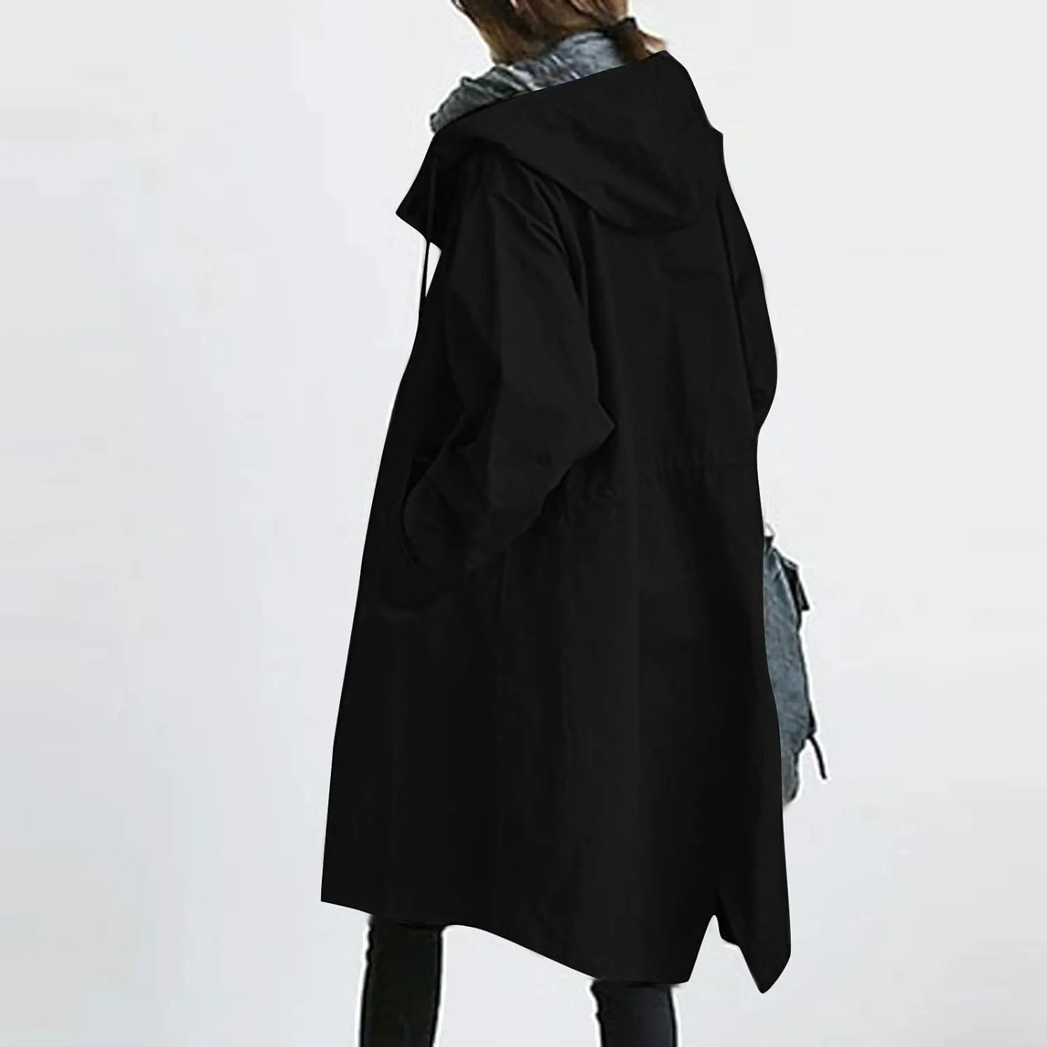 Trench Coat Women Hooded Coat Outwear Womens Elegant Windbreaker Wild Womens Double Breasted Classic Long Trench