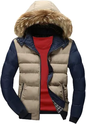 tuduoms Mens Vintage Puffer Jacket Hooded Slim Fit Warm Winter Quilted Down Coat Water-Resistant Padded Bubble Outwear
