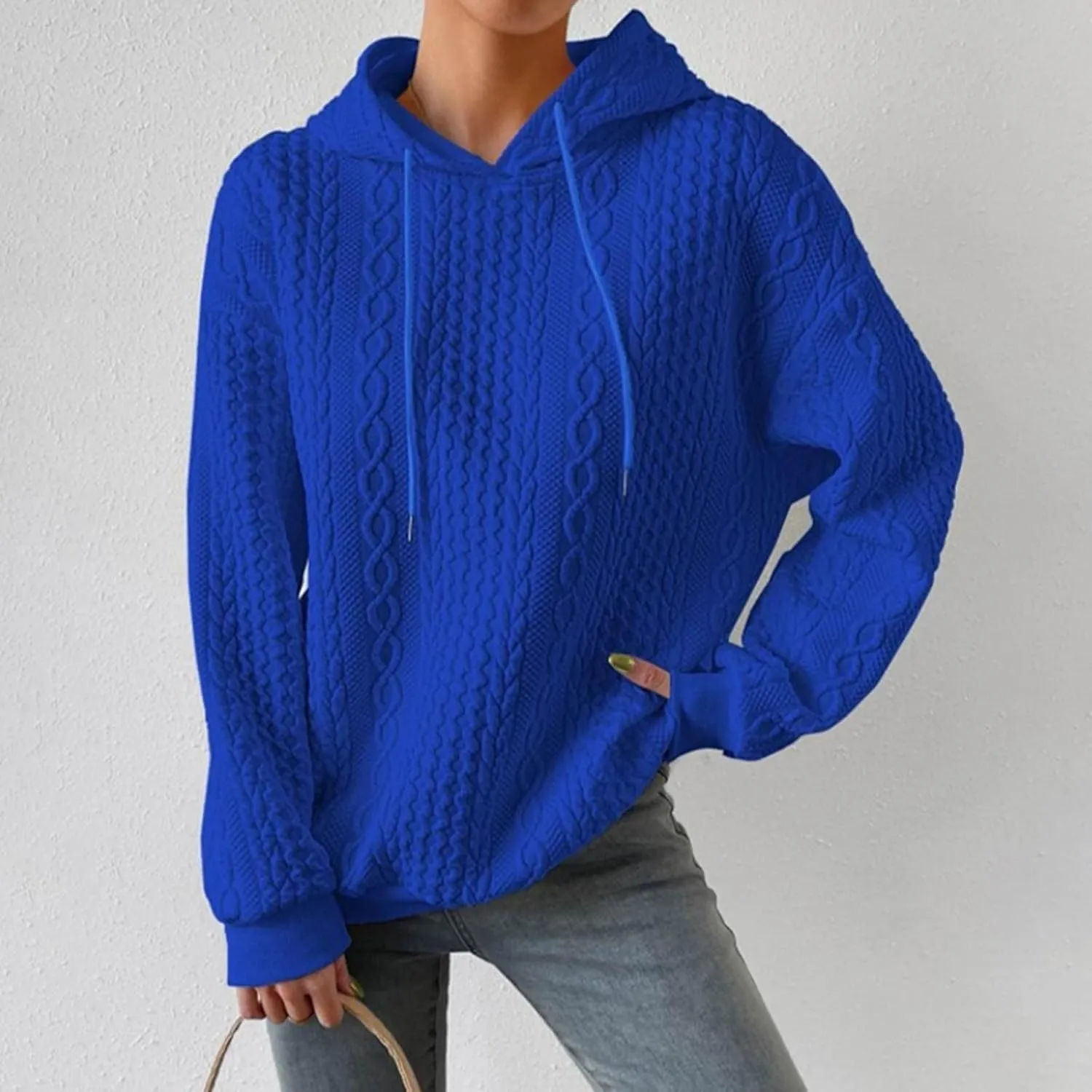 UQRZAU Women'S Hoodies Long Sleeve Casual Solid Drawstring Hoodie Sweatshirts For Women Pullover