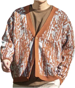 Vintage Cardigan Sweaters for Men Western Print Sweater Lightweight Knit Cardigan Casual Button Down Sweaters