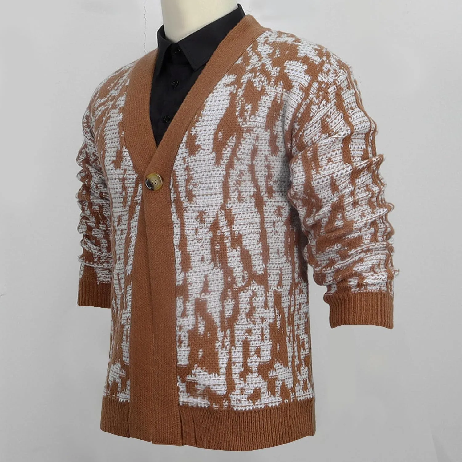 Vintage Cardigan Sweaters for Men Western Print Sweater Lightweight Knit Cardigan Casual Button Down Sweaters