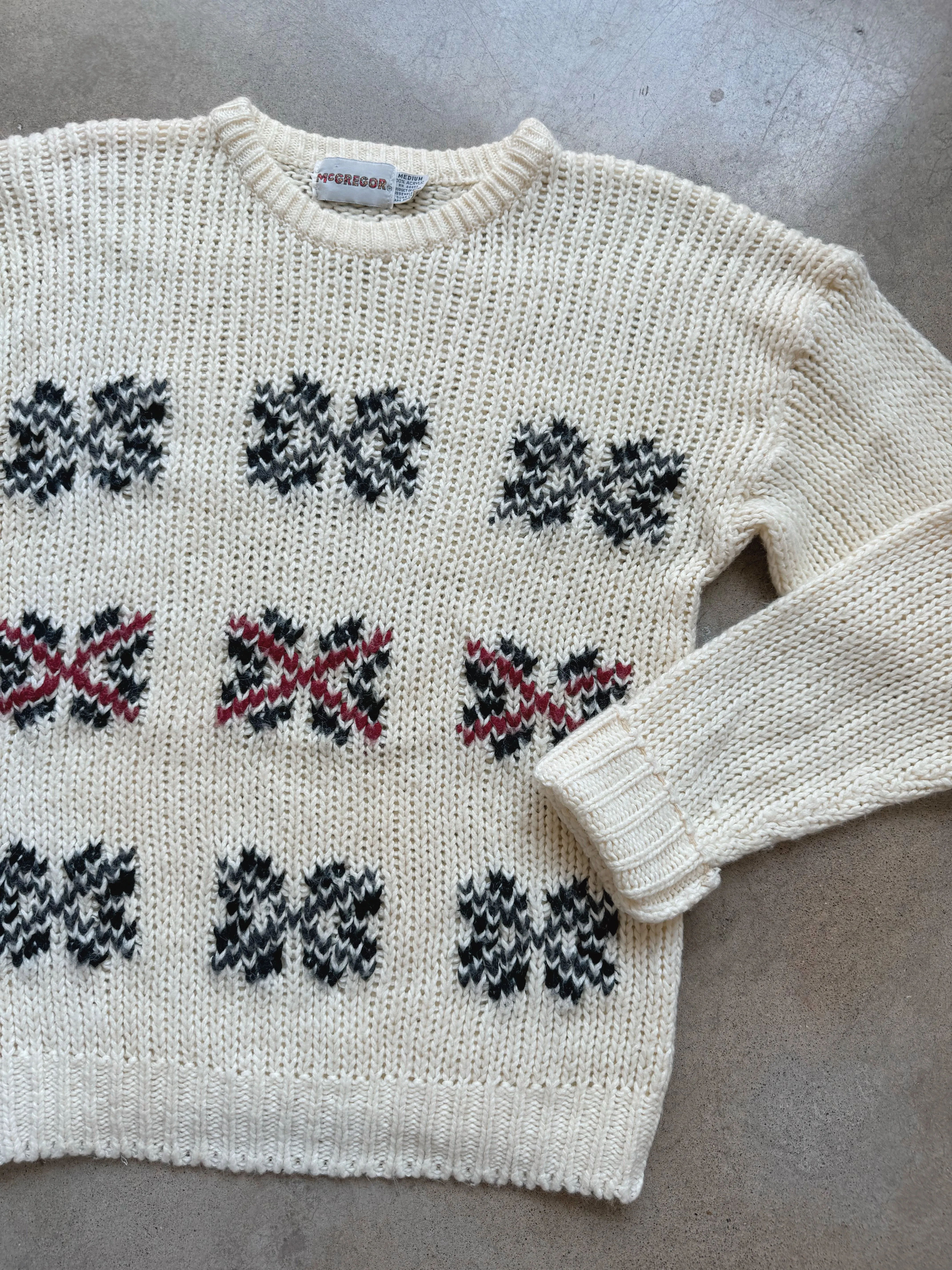 Vintage McGregor Cream Patterned Ski Sweater (M)