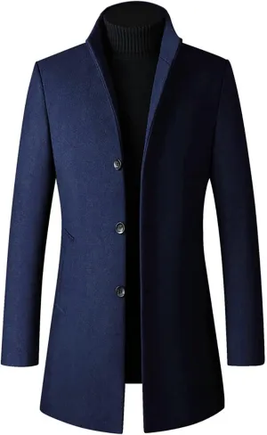 WENKOMG1 Men Winter Slim Coat,Trench Lapel Long Jacket Double Breasted Coat Soft Elegant windbreaker