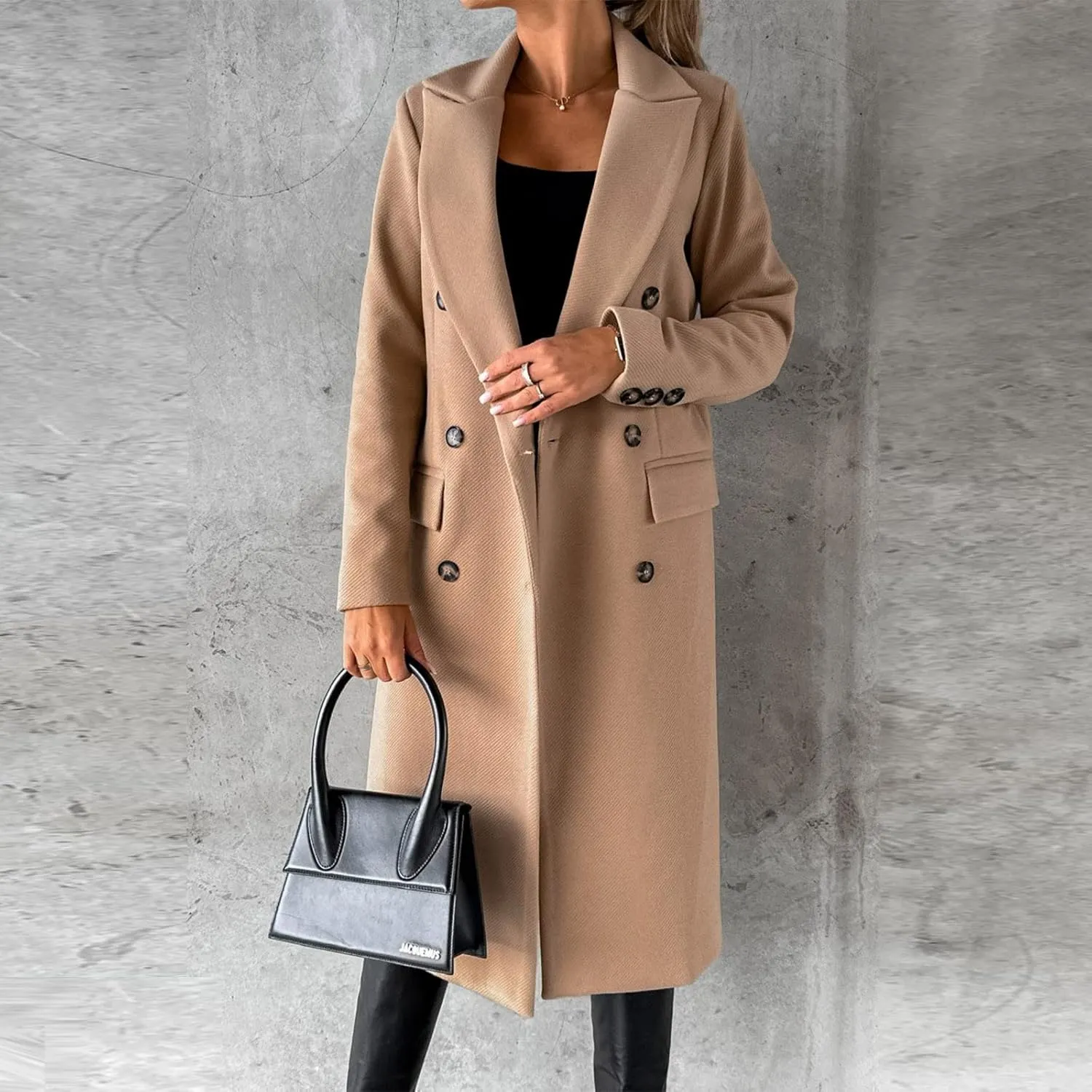 Winter Coat for Women Double Breasted Long Trench Coats Elegant Trendy Slim Fit Jackets Windbreaker Outerwear