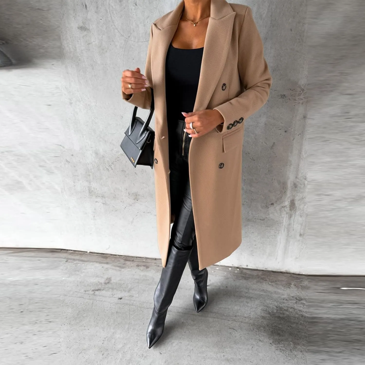 Winter Coat for Women Double Breasted Long Trench Coats Elegant Trendy Slim Fit Jackets Windbreaker Outerwear
