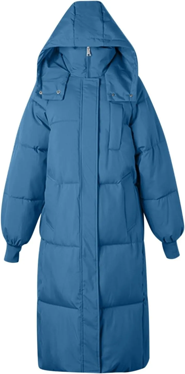 Winter Coats for Women Long Puffer Jackets with Hood Waterproof Maxi Down Jacket Padded Warm Coats Parkas Outerwear