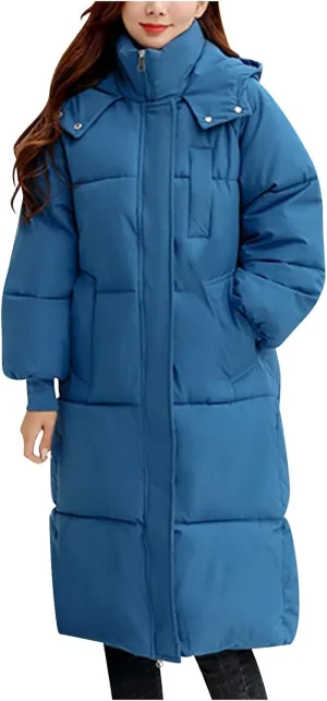 Winter Coats for Women Long Puffer Jackets with Hood Waterproof Maxi Down Jacket Padded Warm Coats Parkas Outerwear