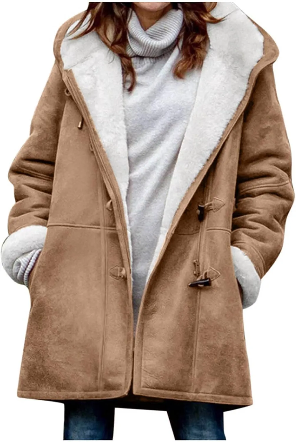 Winter Coats for Women Plus Size Fleece Lined Jackets Oversized Hooded Parka Peacoats Winter Warm Outerwear