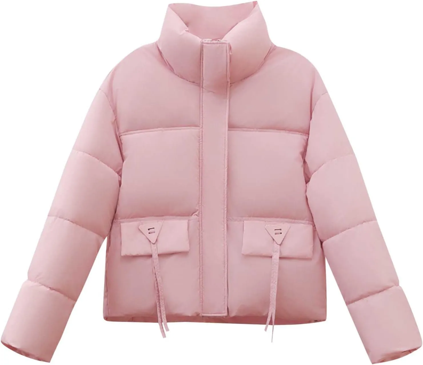 Winter Jackets for Women 2024 Fashion Cropped Puffer Jacket Thicken Warm down Coat Zip up Stand Collar Quilted Outwear