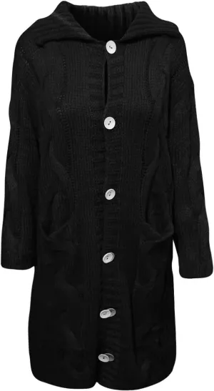 Wkishenl Women's Long Sleeve Cardigan Sweaters Oversized Button Down Cable Knit Coats Casual Open Front Long Sleeve Outerwear