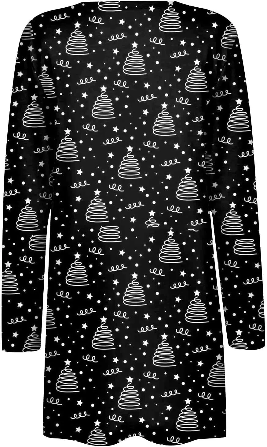 Woman Christmas Sweater Snowflake Print Long Sleeve Open Front Cardigan Fall Casual Loose Fit Clothing with Pockets
