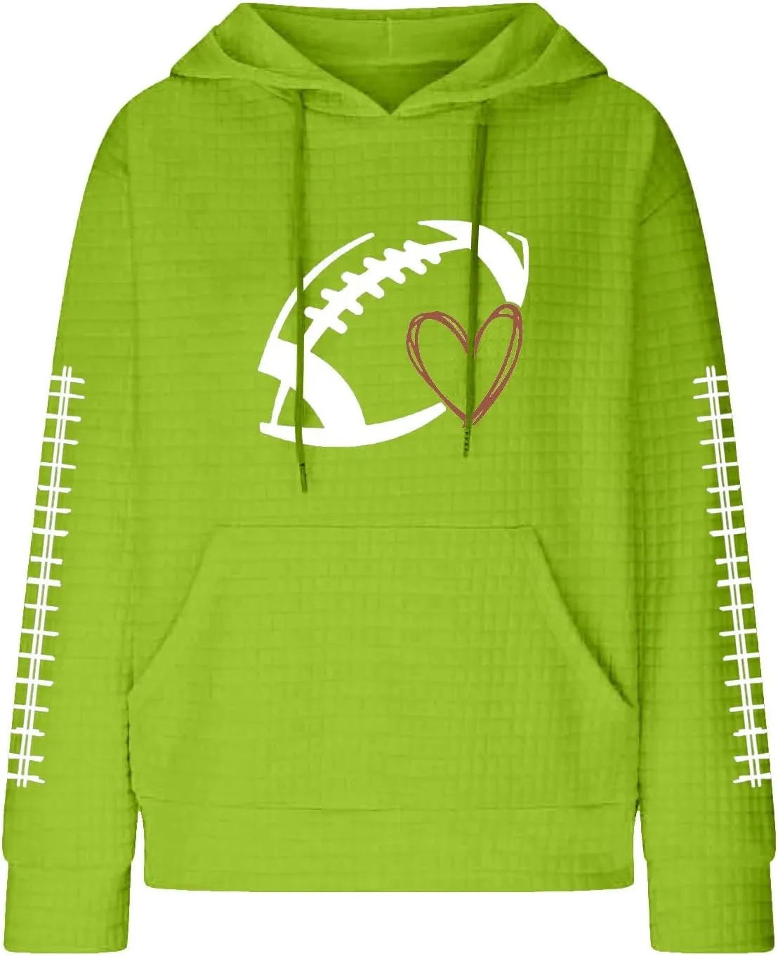 Women Football Season Hoodie Game Day Football Trendy Casual Waffle Sweatshirt Preppy Loose Pullover Tops with Pockets