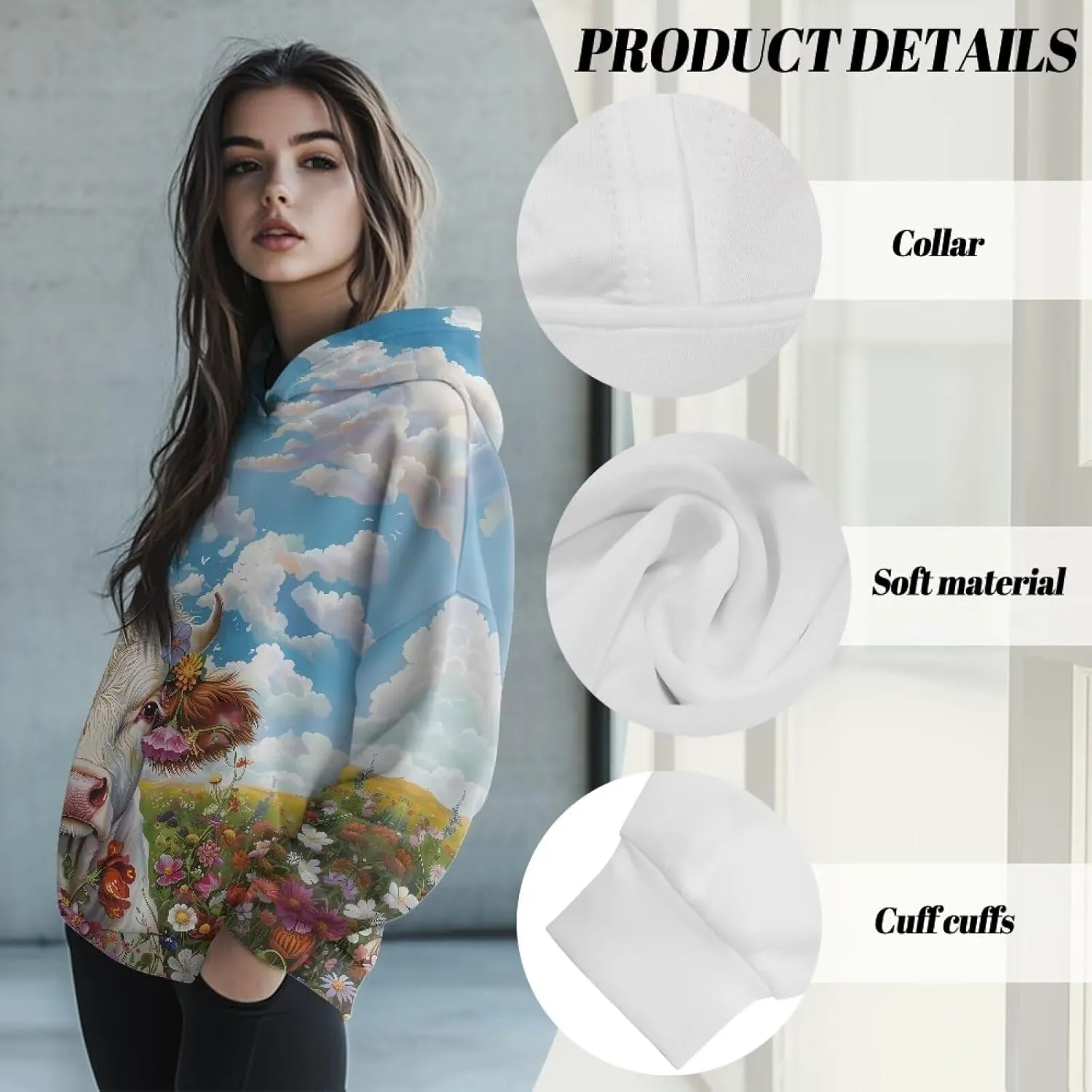 Women Hoodies Oversized Sweatshirts Hooded Pullover Sweater Long Sleeve Fall Winter Fashion Outfits