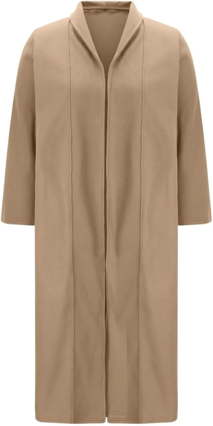 Women Winter Wool Blend Camel Mid-Long Coat Notch Double-Breasted Lapel Jacket Outwear
