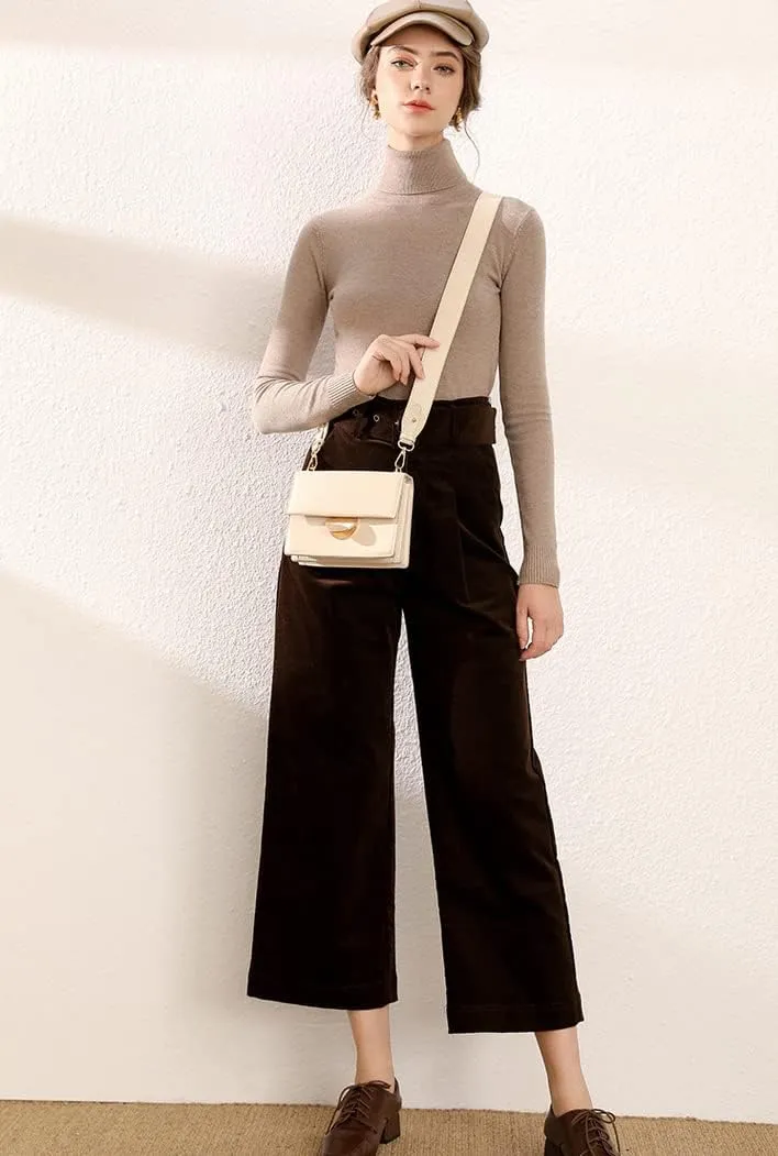 Womens 100% Merino Wool Cashmere Sweaters Turtleneck Knitted Sweater Lightweight Winter Cozy Pullover Tops
