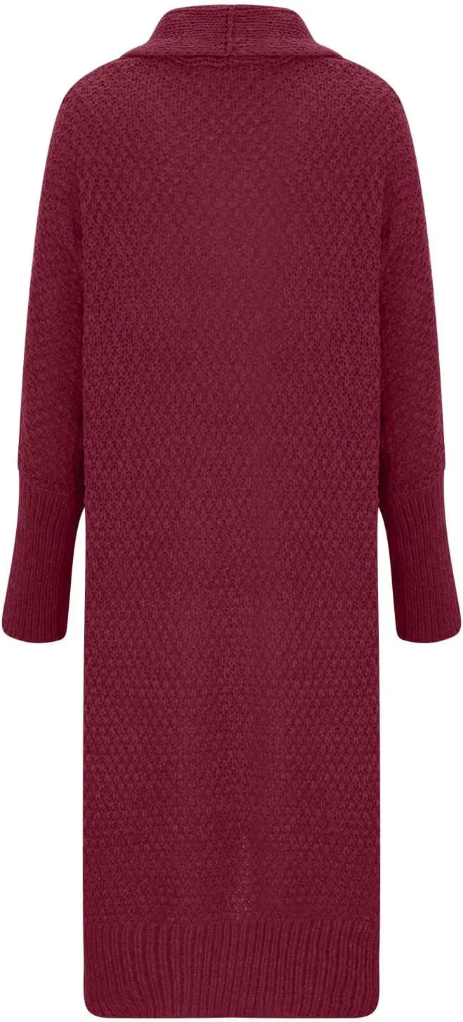 Women's 2023 Fashion Casual Open Front Long Sleeve Chunky Cable Knit Long Cardigans Knitwear Sweaters Outerwear Coats