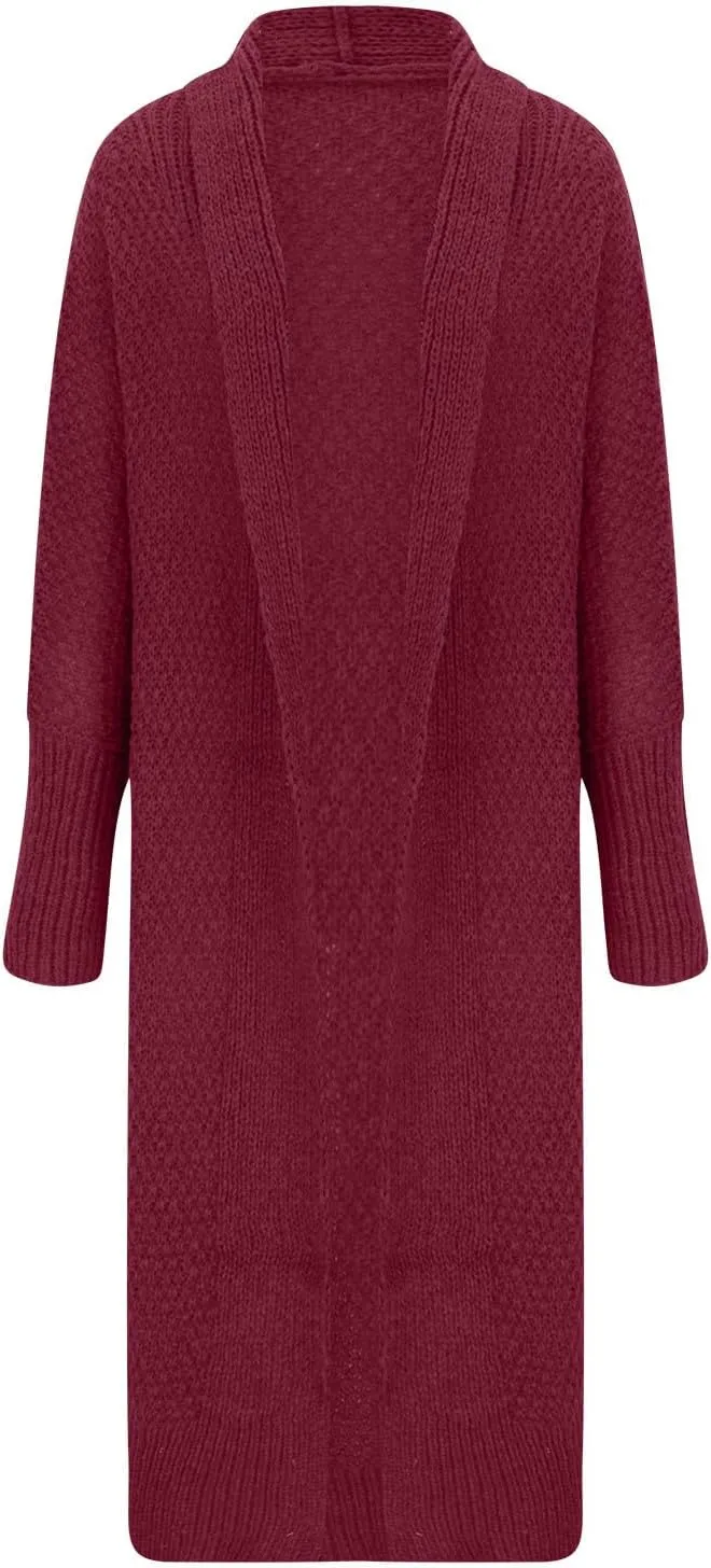 Women's 2023 Fashion Casual Open Front Long Sleeve Chunky Cable Knit Long Cardigans Knitwear Sweaters Outerwear Coats