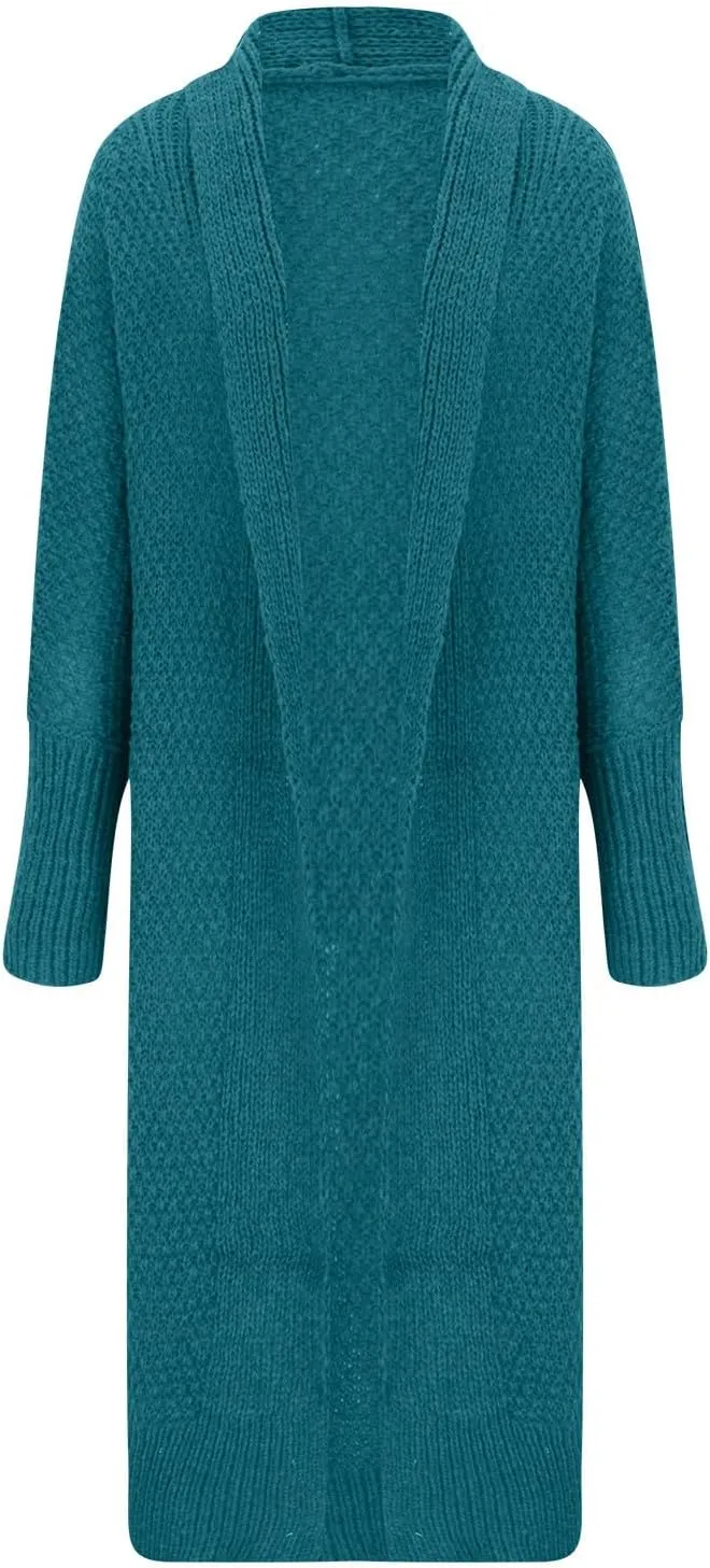Women's 2023 Fashion Casual Open Front Long Sleeve Chunky Cable Knit Long Cardigans Knitwear Sweaters Outerwear Coats
