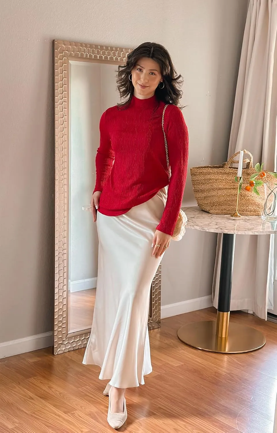 Women's 2024 Fall Long Sleeve Turtleneck Top Lightweight Tunic Sweaters