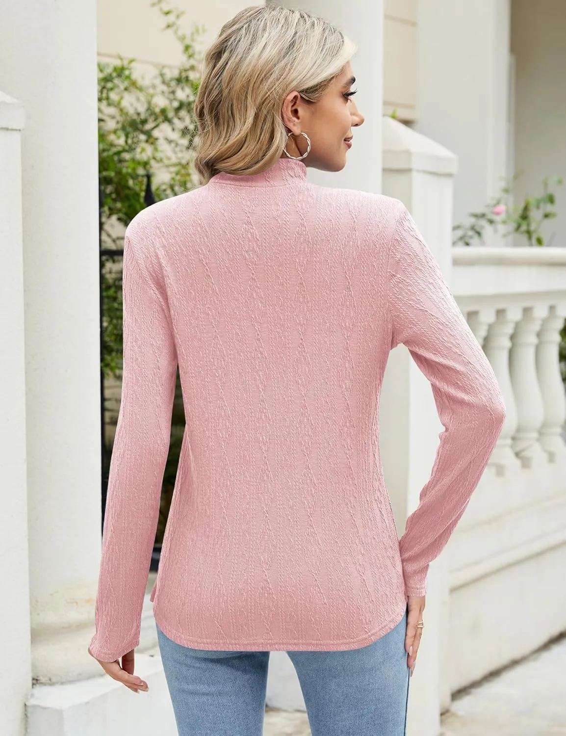 Women's 2024 Fall Long Sleeve Turtleneck Top Lightweight Tunic Sweaters