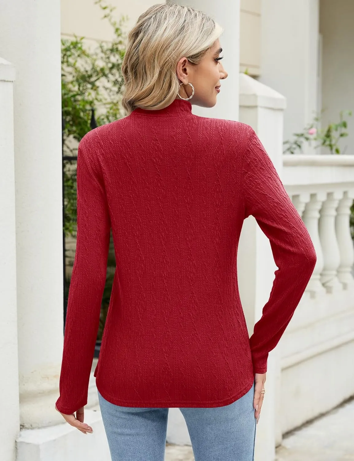 Women's 2024 Fall Long Sleeve Turtleneck Top Lightweight Tunic Sweaters