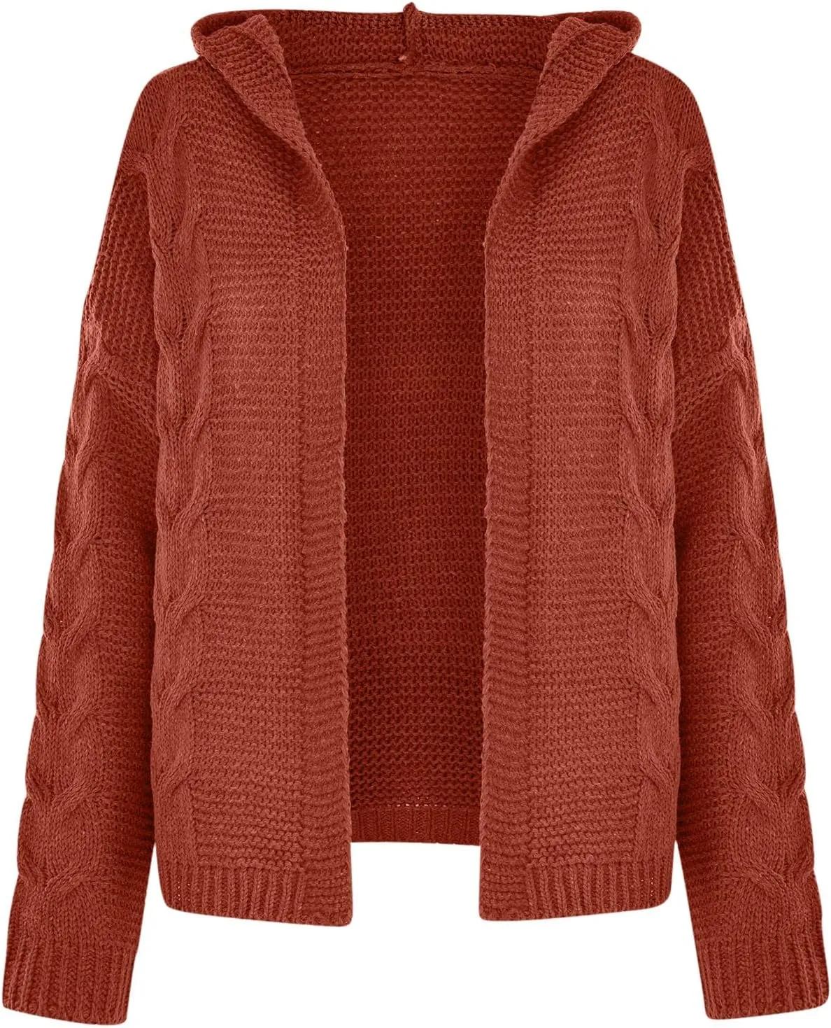 Womens 2024 Fall Winter Clothes Open Front Chunky Knit Hoodies Sweater Loose Long Sleeve Cardigan Casual Outwear Coat