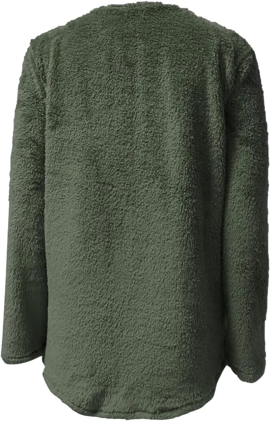 Womens 2024 Fashion Winter Fleece Warm Sweater V Neck Solid Color Long Sleeve Pullover With Pocket Casual Loose Tops