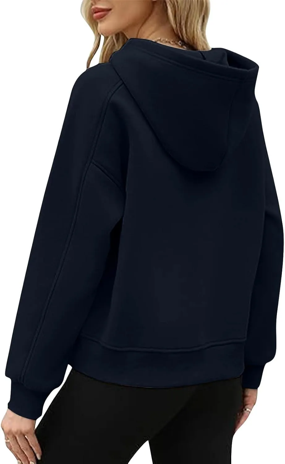 Womens Basic Cropped Hoodies Mock Neck Fleece Lined Sweatshirts Fall Winter Casual Long Sleeve Hooded Pullover Tops