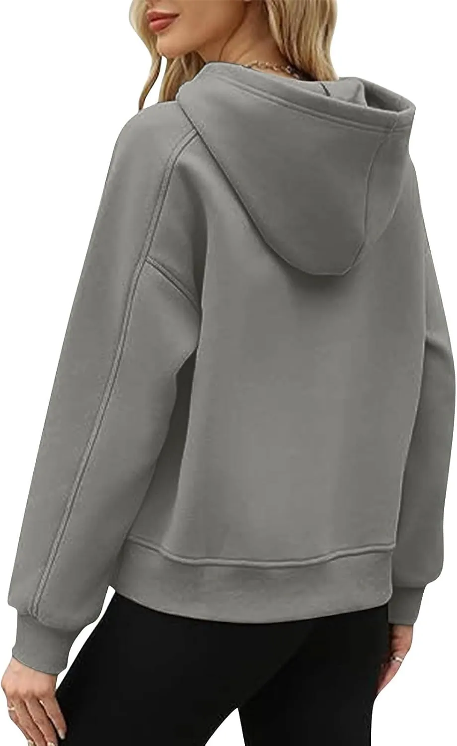 Womens Basic Cropped Hoodies Mock Neck Fleece Lined Sweatshirts Fall Winter Casual Long Sleeve Hooded Pullover Tops