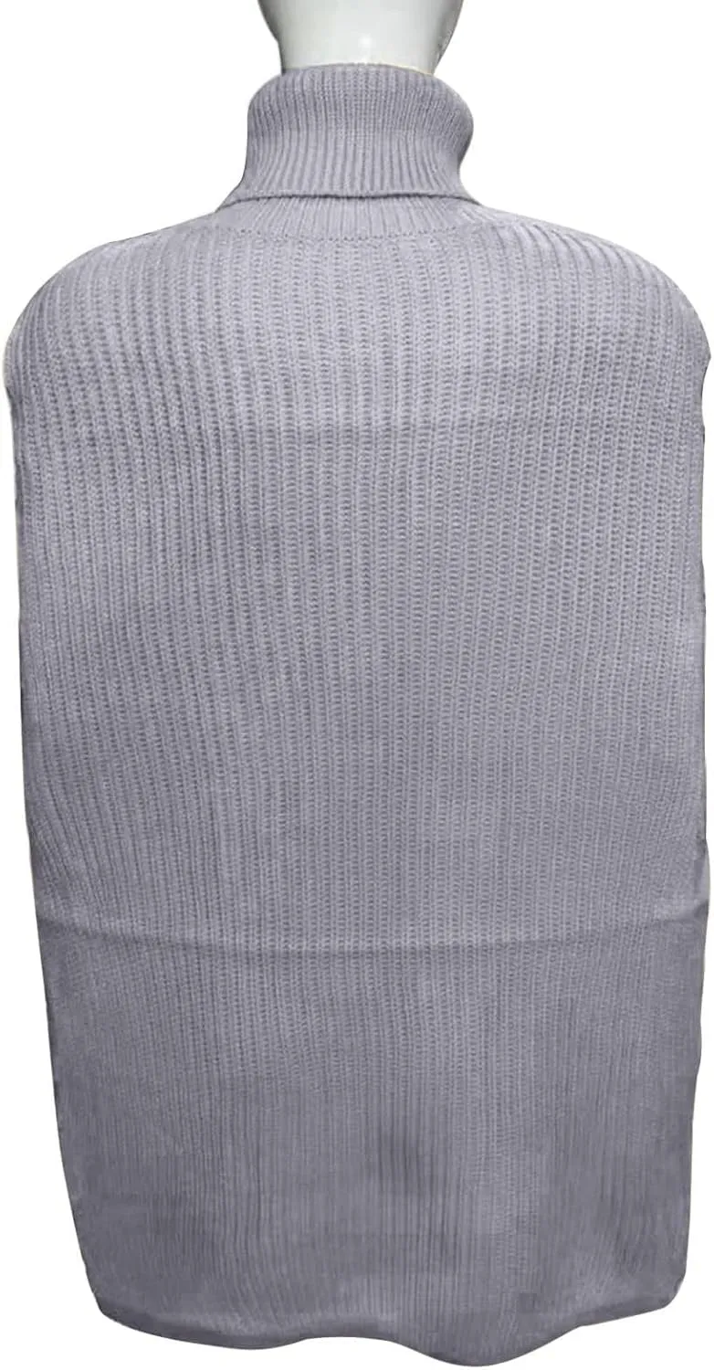 Women's Cable Knit Turtleneck Poncho Sweaters Elegant Chunky Loose Cape Wrap Pullovers Chic Jumper Tops