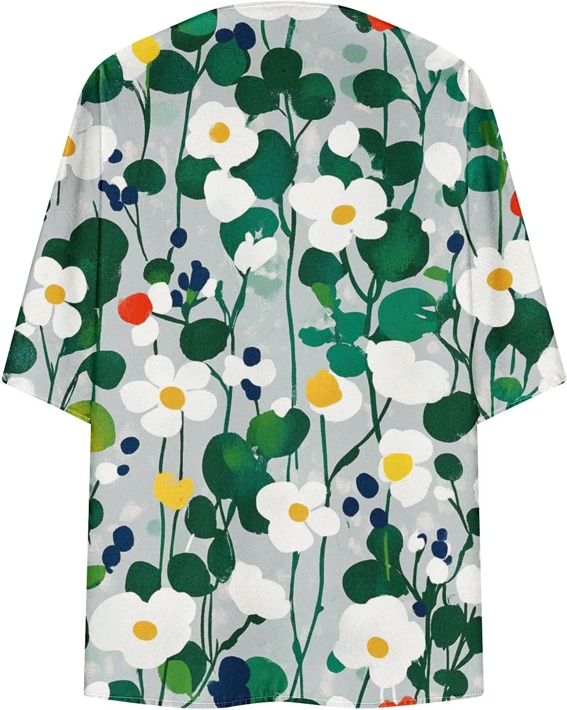 Womens Cardigan Trendy Floral 3/4 Sleeve Kimono Lightweight Open Front Cardigans Summer Beach Cover Ups