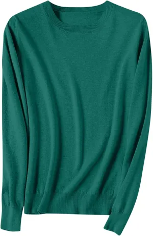 Women's Cashmere Sweaters Long Sleeve Crew Neck Soft Warm Cozy Pullover Lightweight Wool Knit Jumpers Sweater