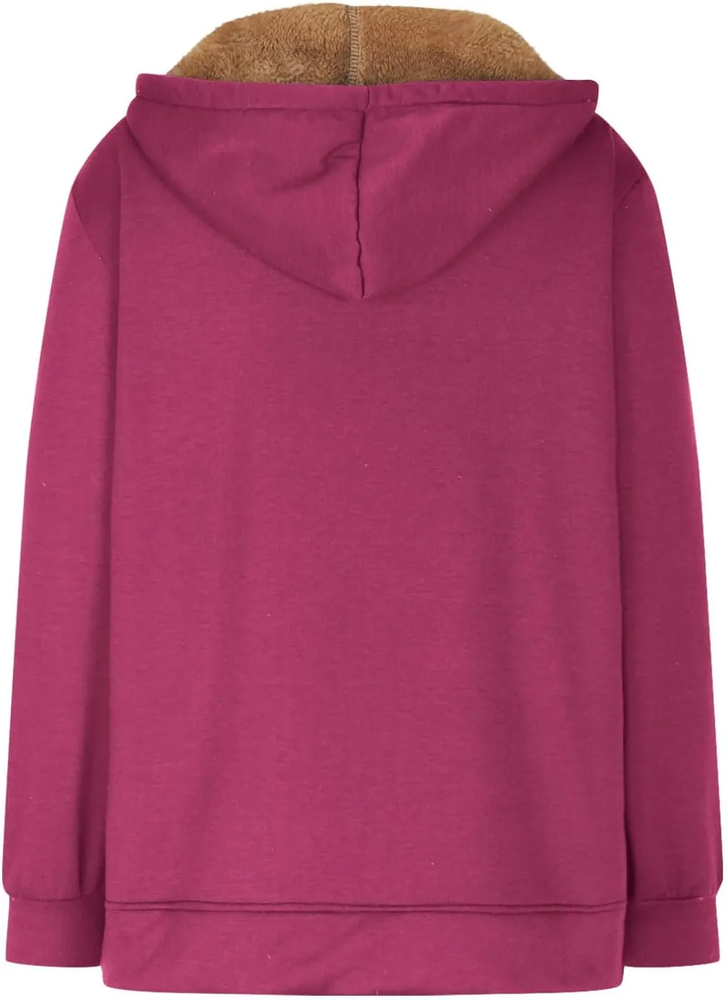 Women's Casual Full Zip Up Sherpa Lined Hoodie Drawstring Hooded Sweatshirts Soft Fleece Winter Warm Plain Jacket Coats