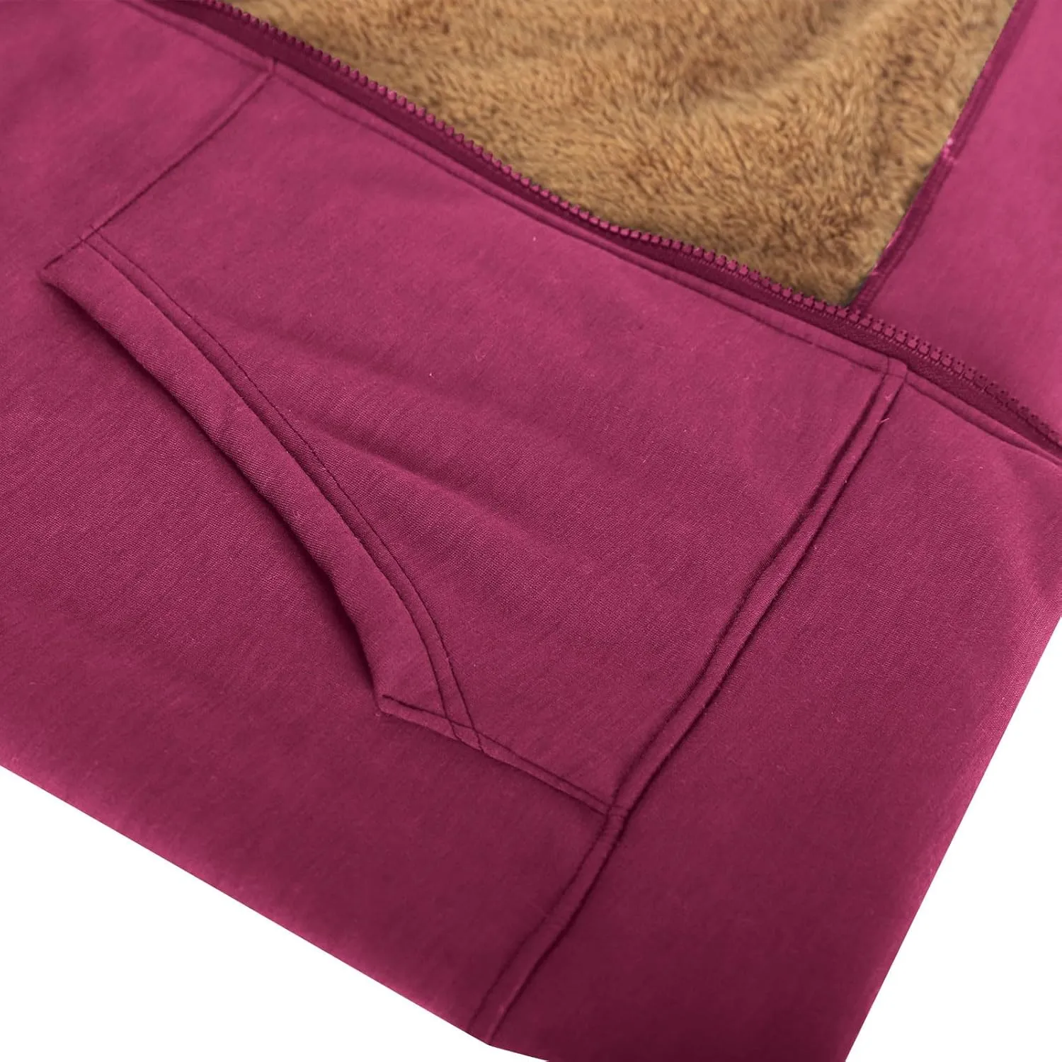 Women's Casual Full Zip Up Sherpa Lined Hoodie Drawstring Hooded Sweatshirts Soft Fleece Winter Warm Plain Jacket Coats