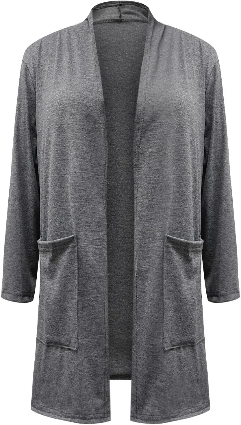 Womens Casual Lightweight Cardigan with Pockets 3 4 Sleeve Front Open Dust Duster Short Sleeve Cardigan Women