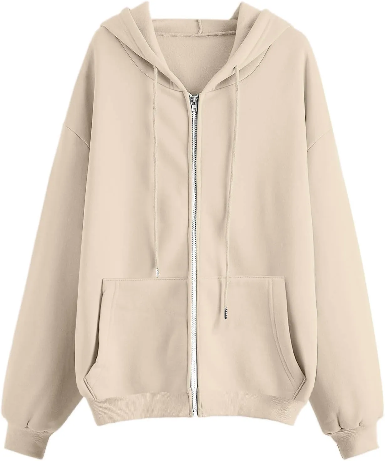 Womens Casual Zip Up Hoodies Soft Comfy Fleece Sweatshirts Loose Long Sleeve Solid Pullover with Pockets 2024 Fall Suit