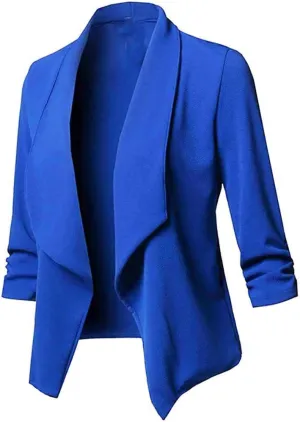 Womens Classic Simple Solid Blazers Long Sleeve Open Front Casual Jackets Soft Loose Fitted Cardigan Daily Work Suits
