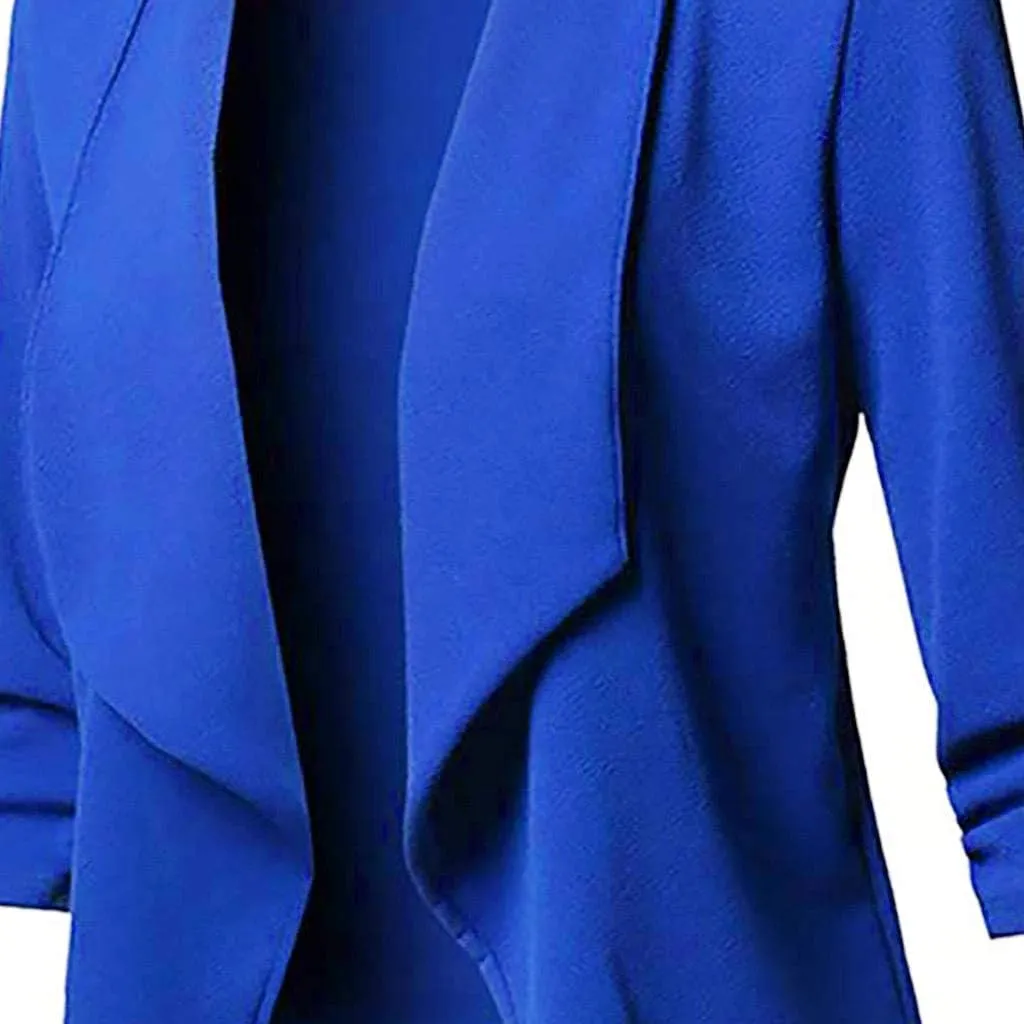 Womens Classic Simple Solid Blazers Long Sleeve Open Front Casual Jackets Soft Loose Fitted Cardigan Daily Work Suits